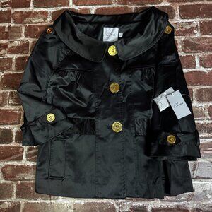 Vintage NWT CHAUS Ladies Baby Doll Sateen Pea Coat with Gold Buttons